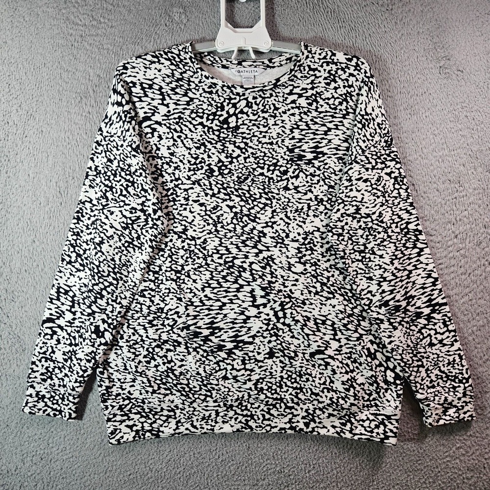 Athleta Sweatshirt Pullover Women Medium Abstract Print Black White
